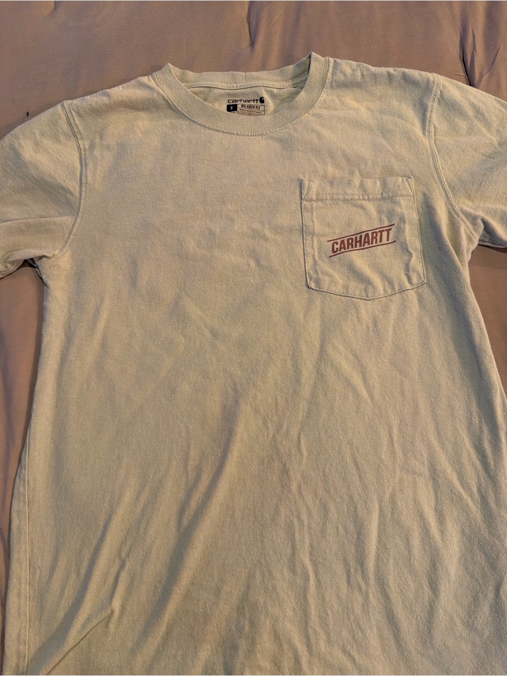 Carhartt Short-Sleeve Pocket Tee in Light mint green  with Logo
